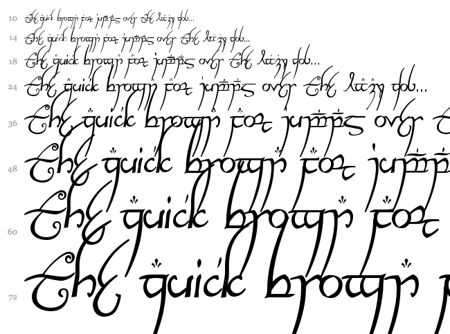 Elvish Ring NFI font waterfall